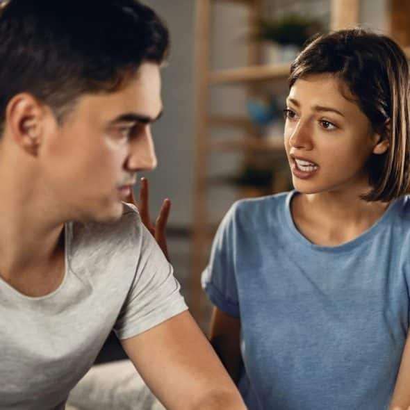 A woman nagging a man