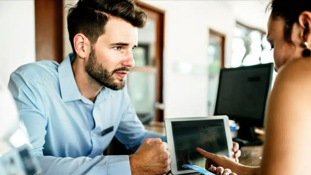 A man and woman having a conversation