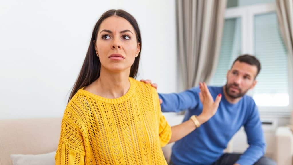 A woman saying no to a man
