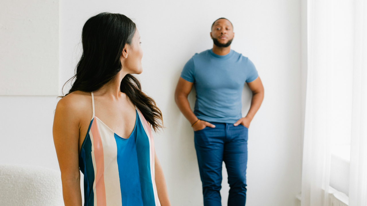 A man refusing to talk to his girl