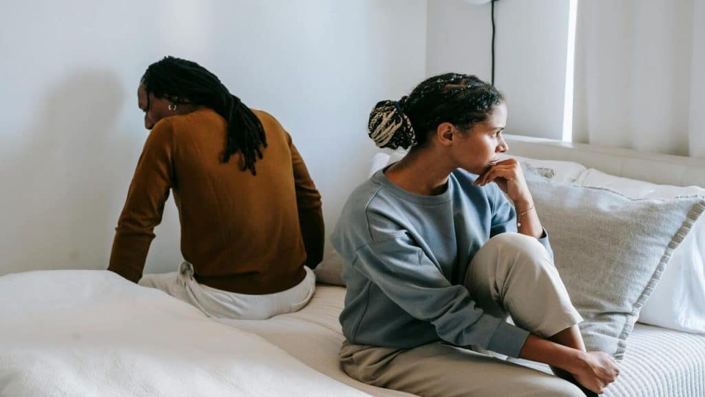 A couple refusing to look at each other