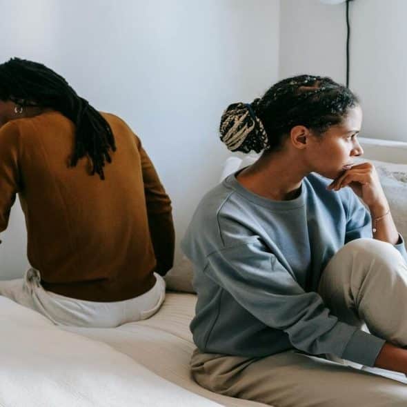 A couple refusing to look at each other