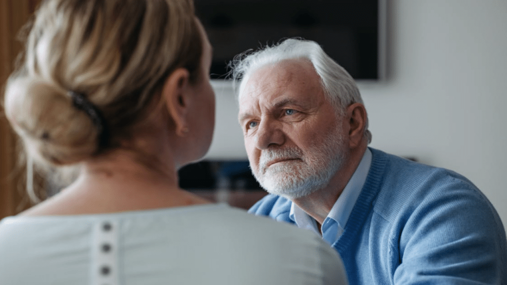 A man listening to his upset wife