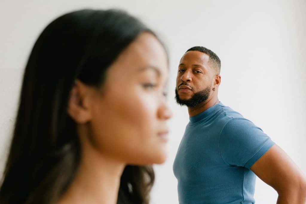 A man and woman breaking up