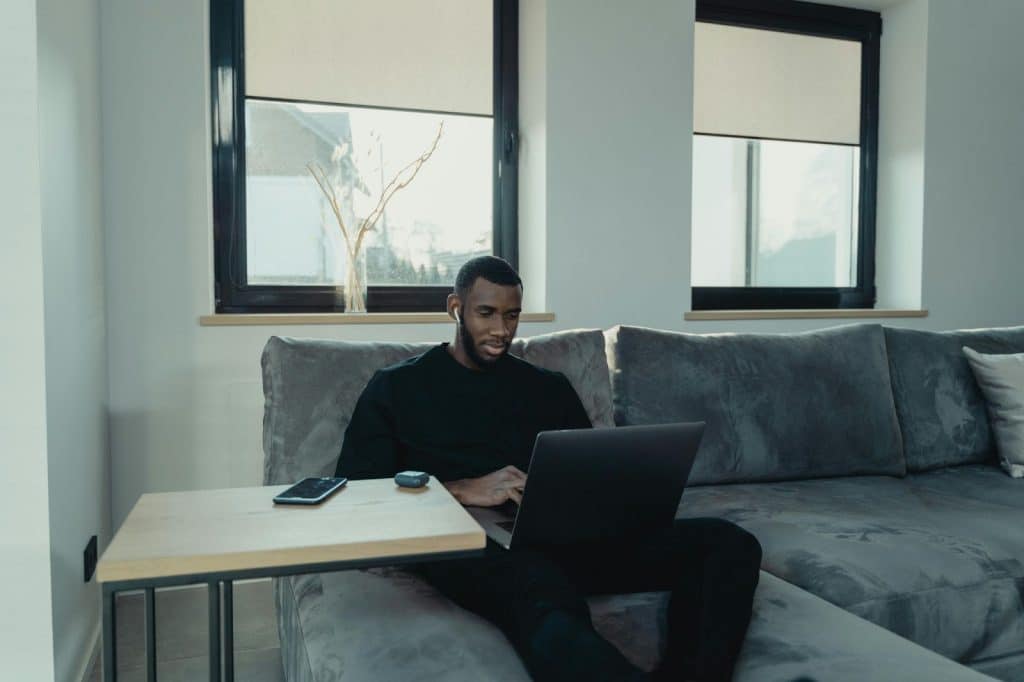 A man working alone
