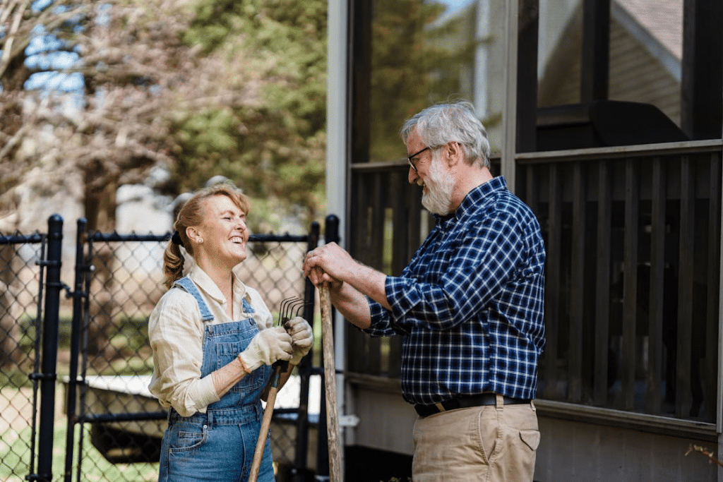 Elderly Couple Having a Conversation