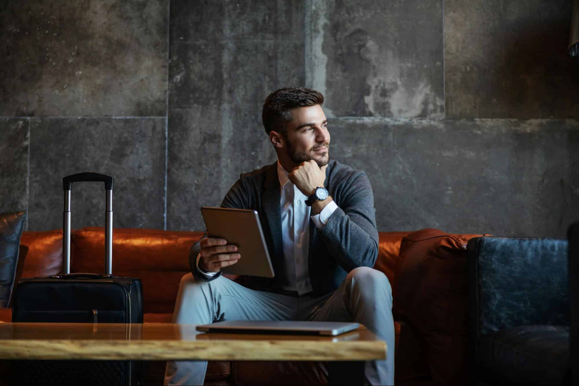 A man thinking alone