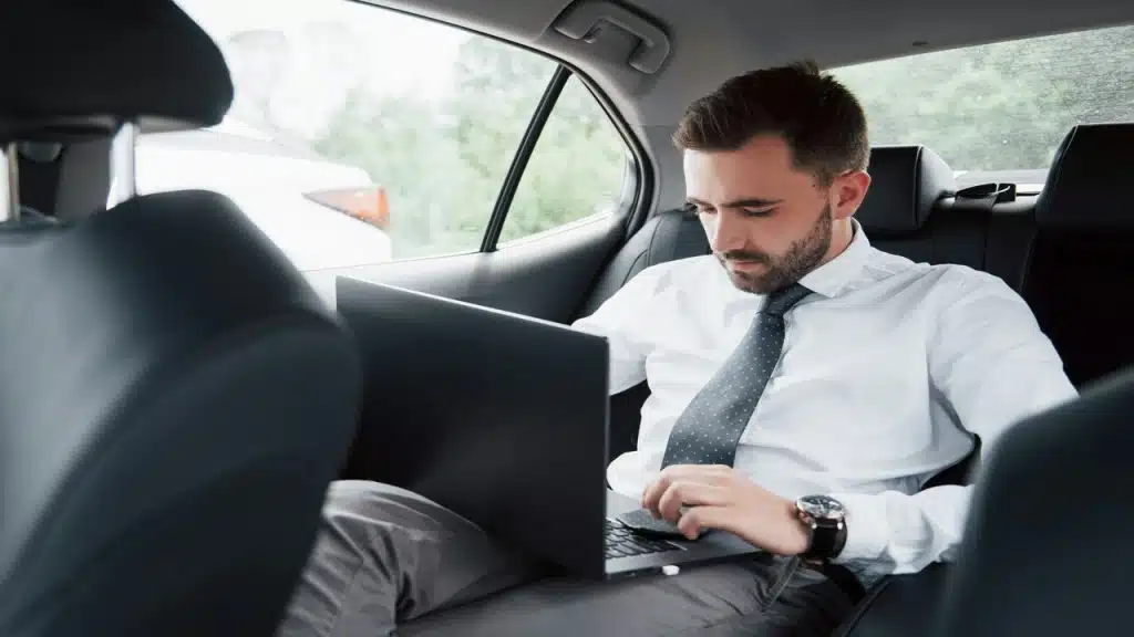 A man working in the car