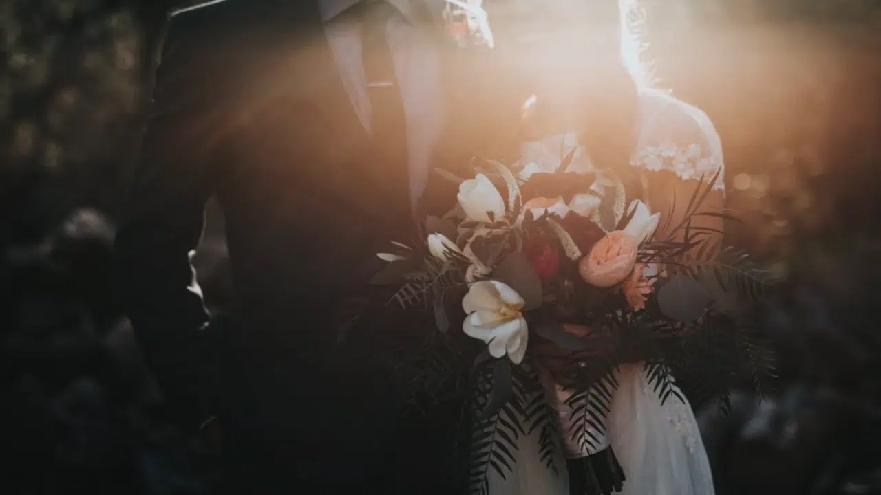 A couple on their wedding day