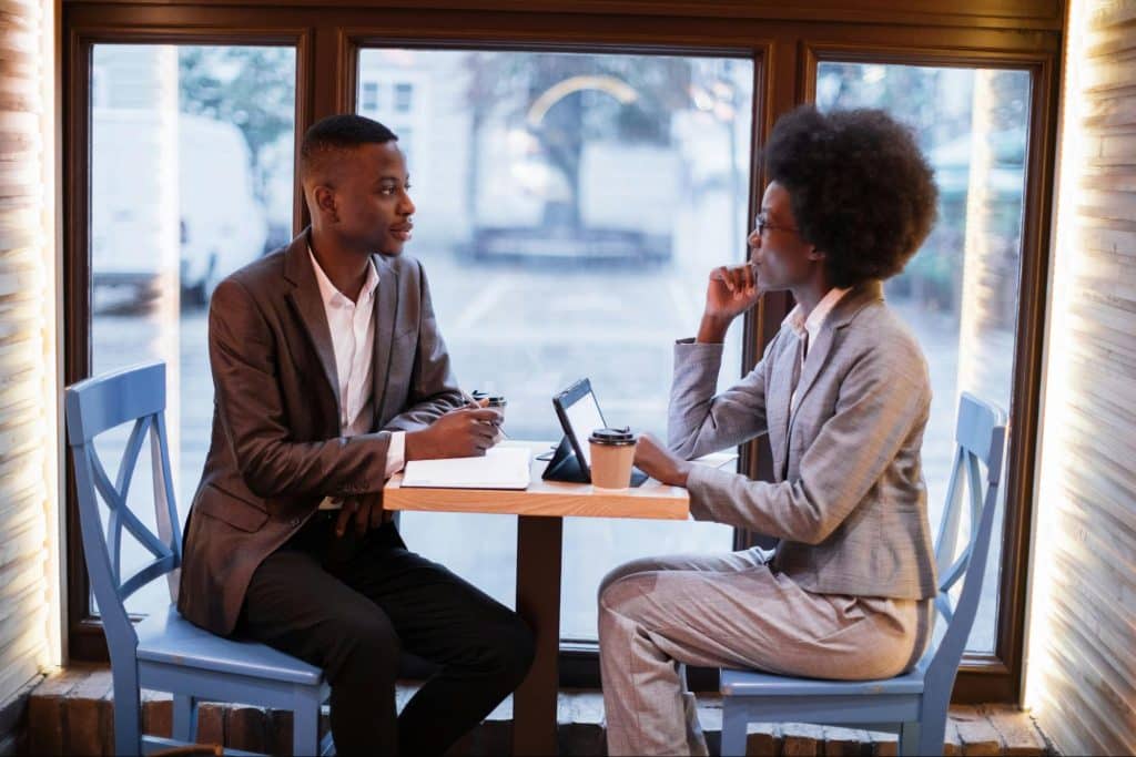A man and woman having a talk