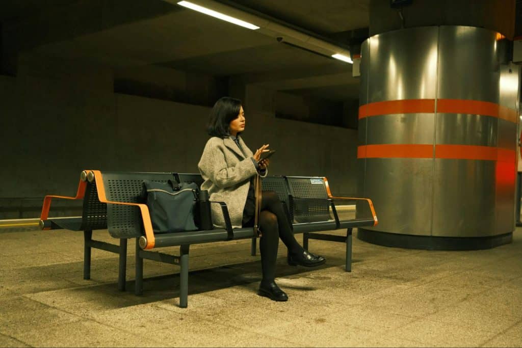 A woman waiting for a man
