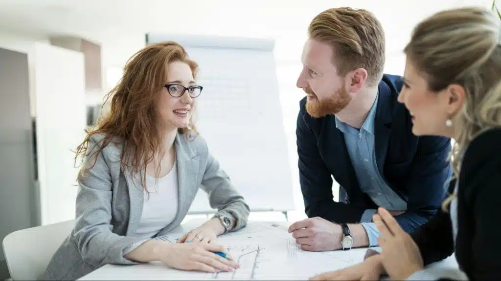 A man and women having a conversation