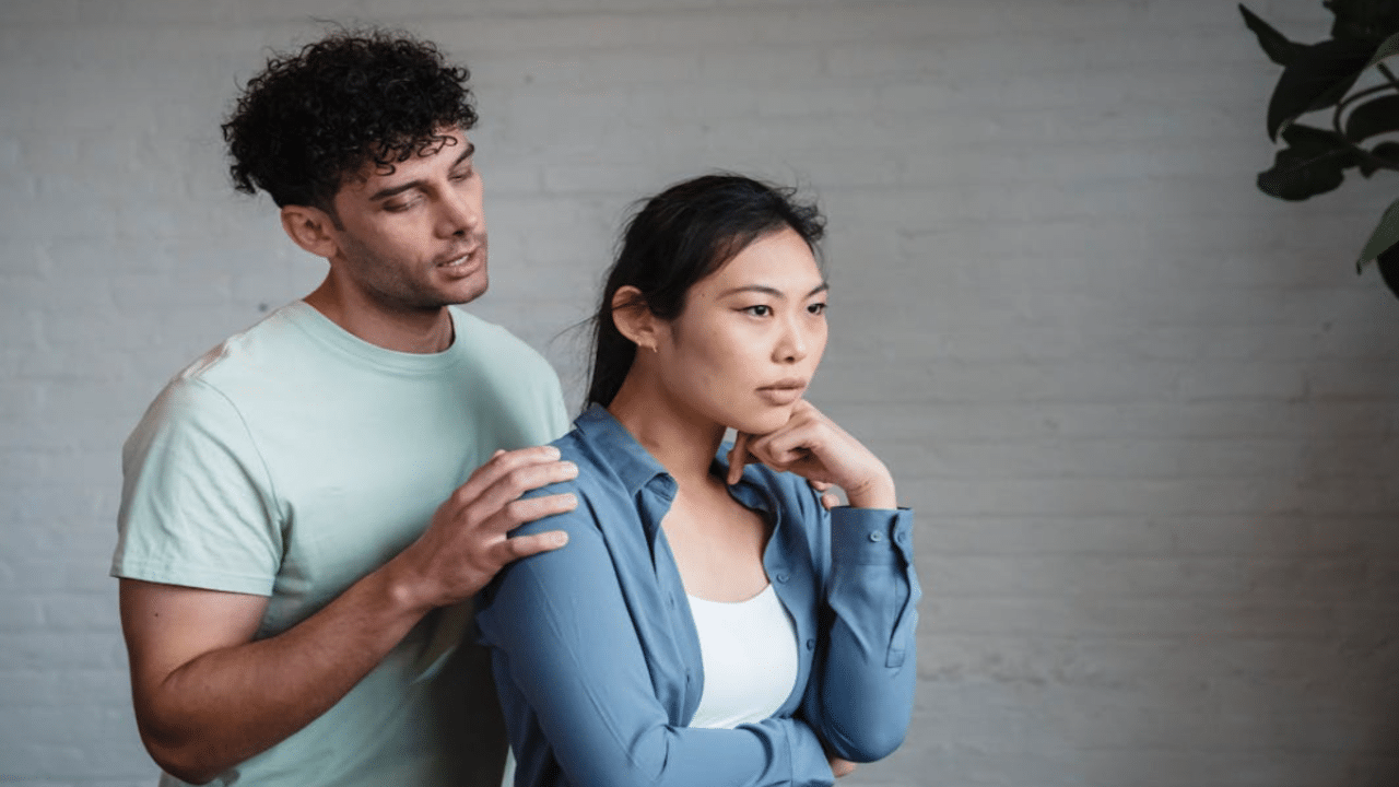 A couple having a serious talk