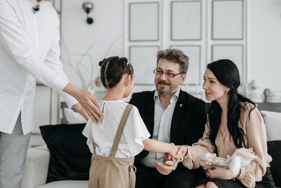 Grandparents meeting their grandchild