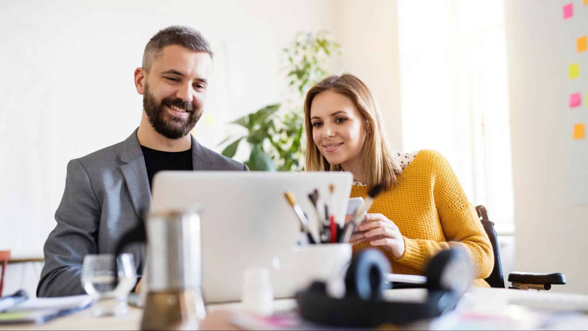 A woman being close to a man