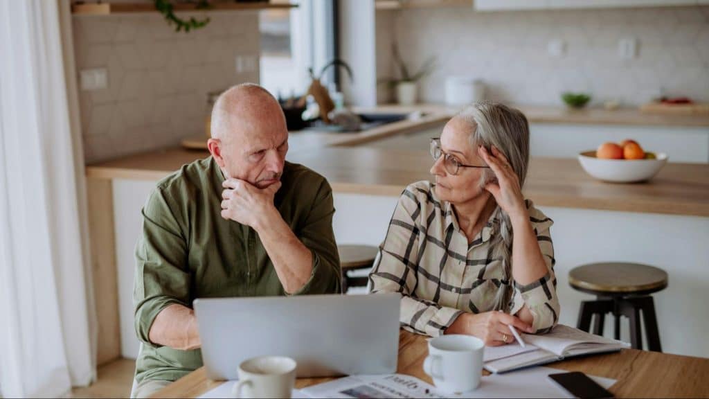 An old couple thinking