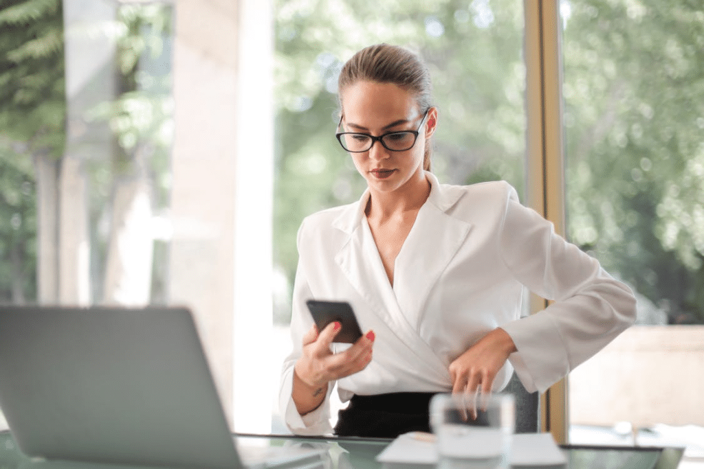 A career woman using her phone