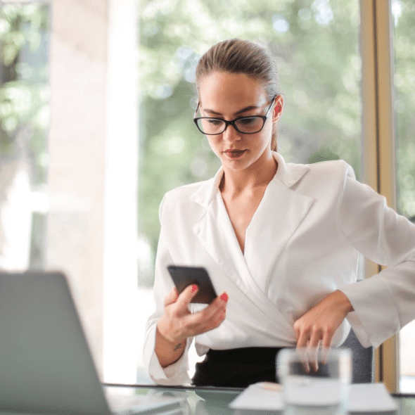 A career woman using her phone