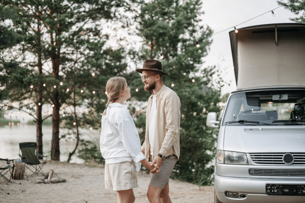 A couple looking at each other