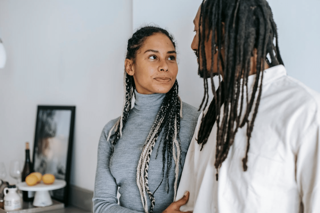 Young couple looking gently at each other