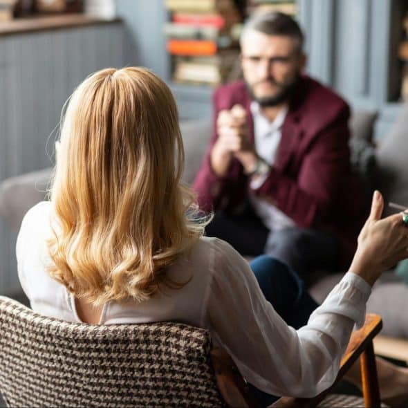 A man just listening to woman
