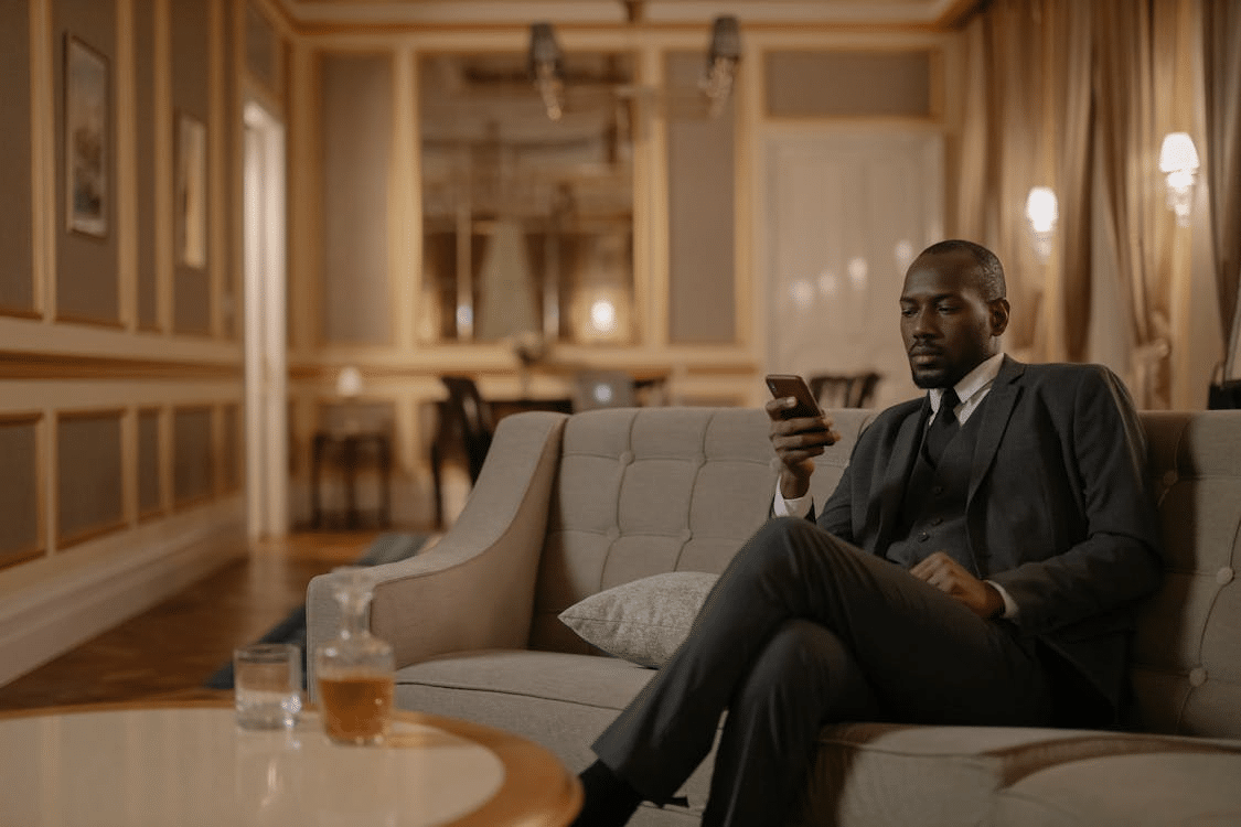 A man texting