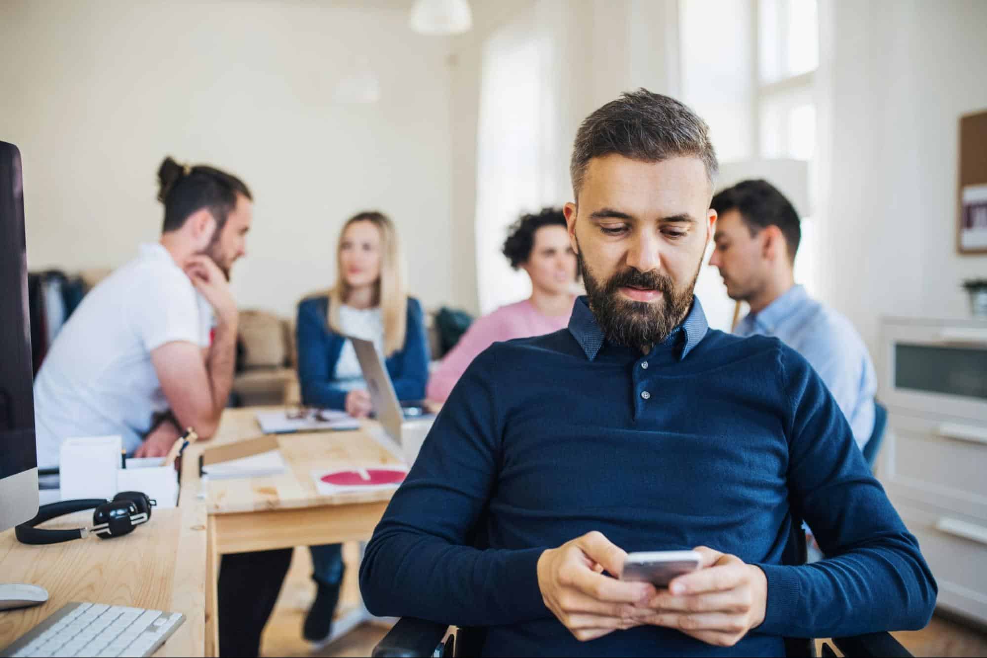 A man texting someone
