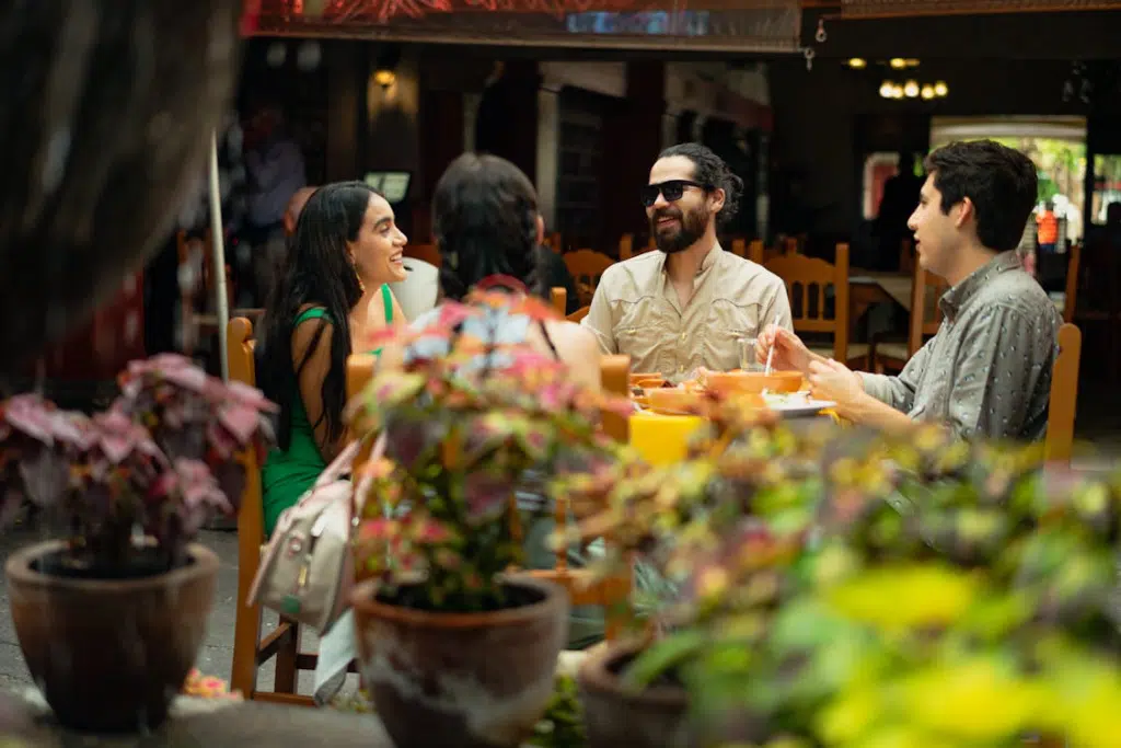 Group of friends eating