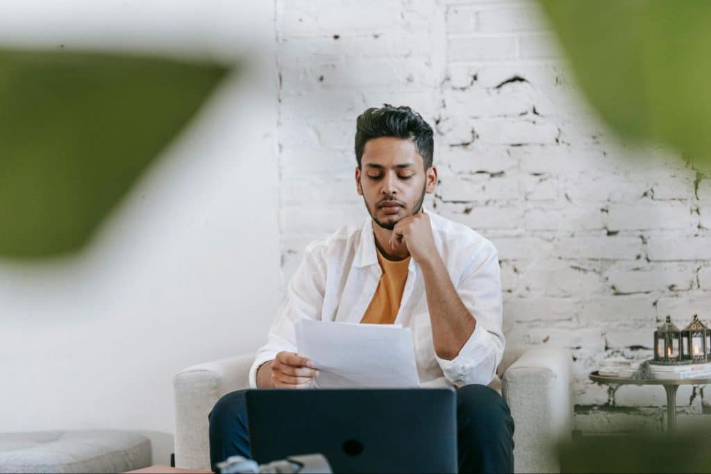 A man reading a document