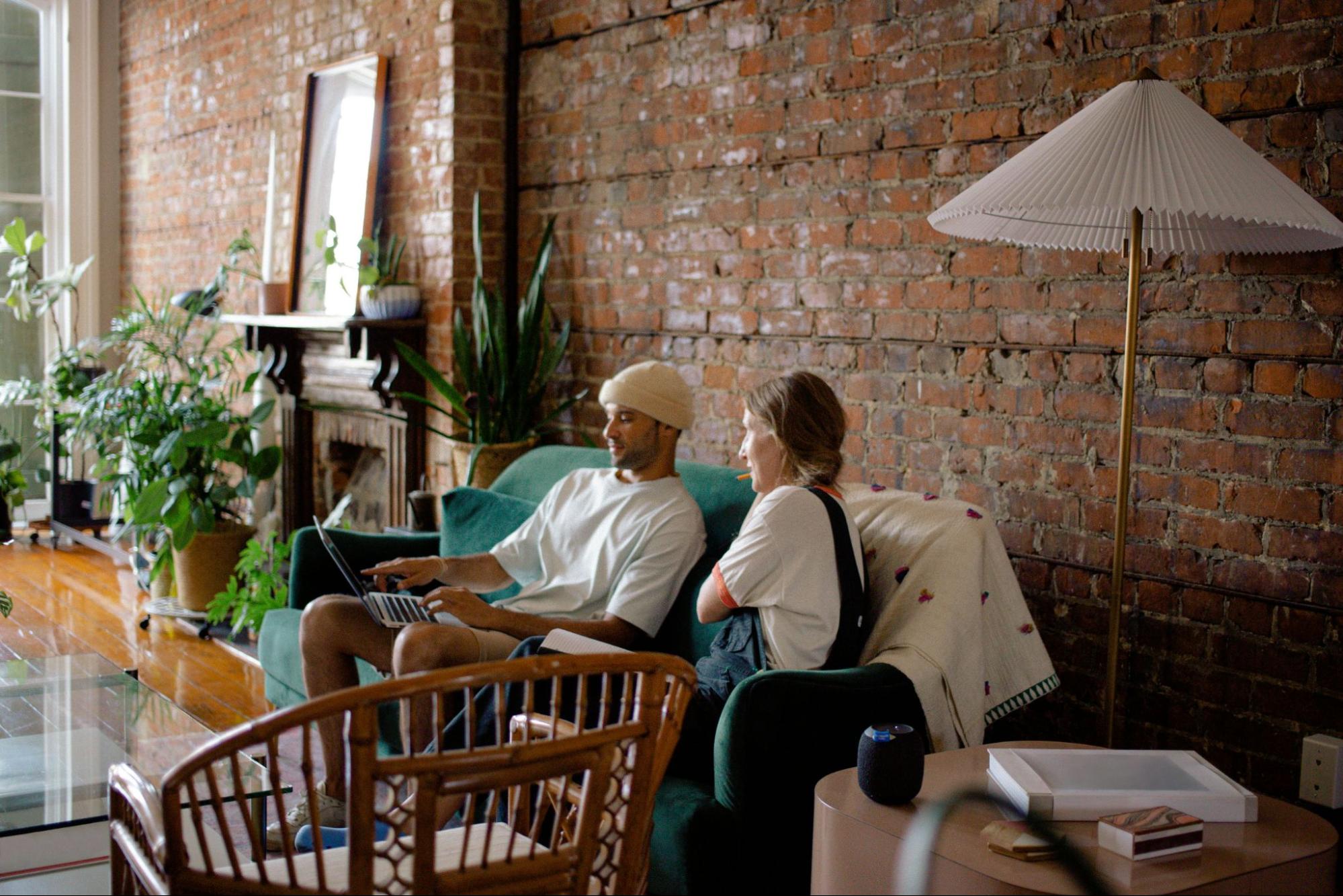 A man and woman at the living room