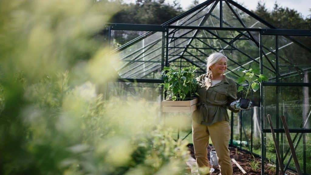 A woman gardening by herself