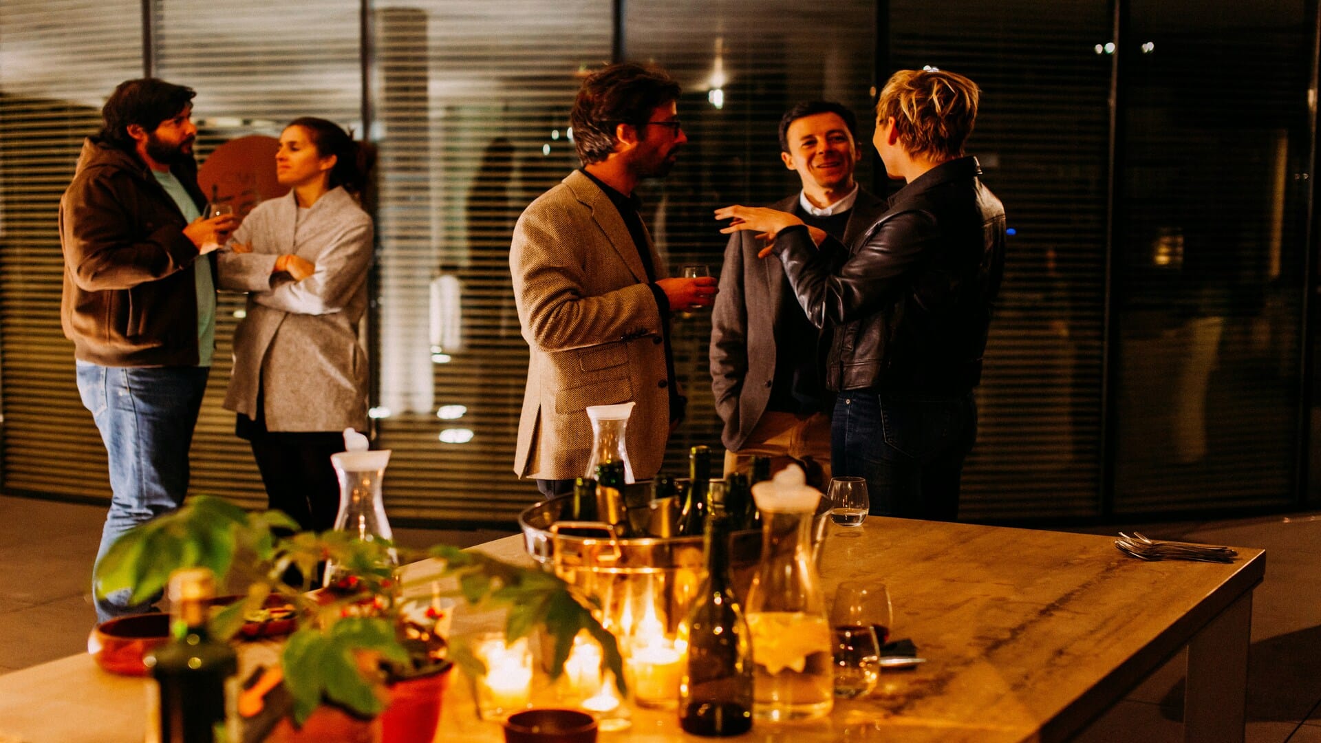 A group of people at a holiday party
