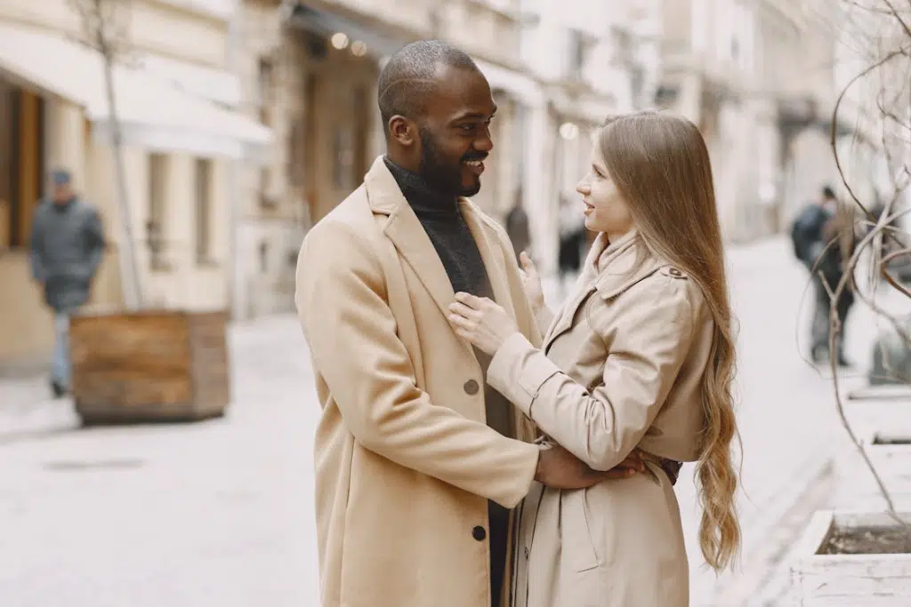 Couple looking at each other