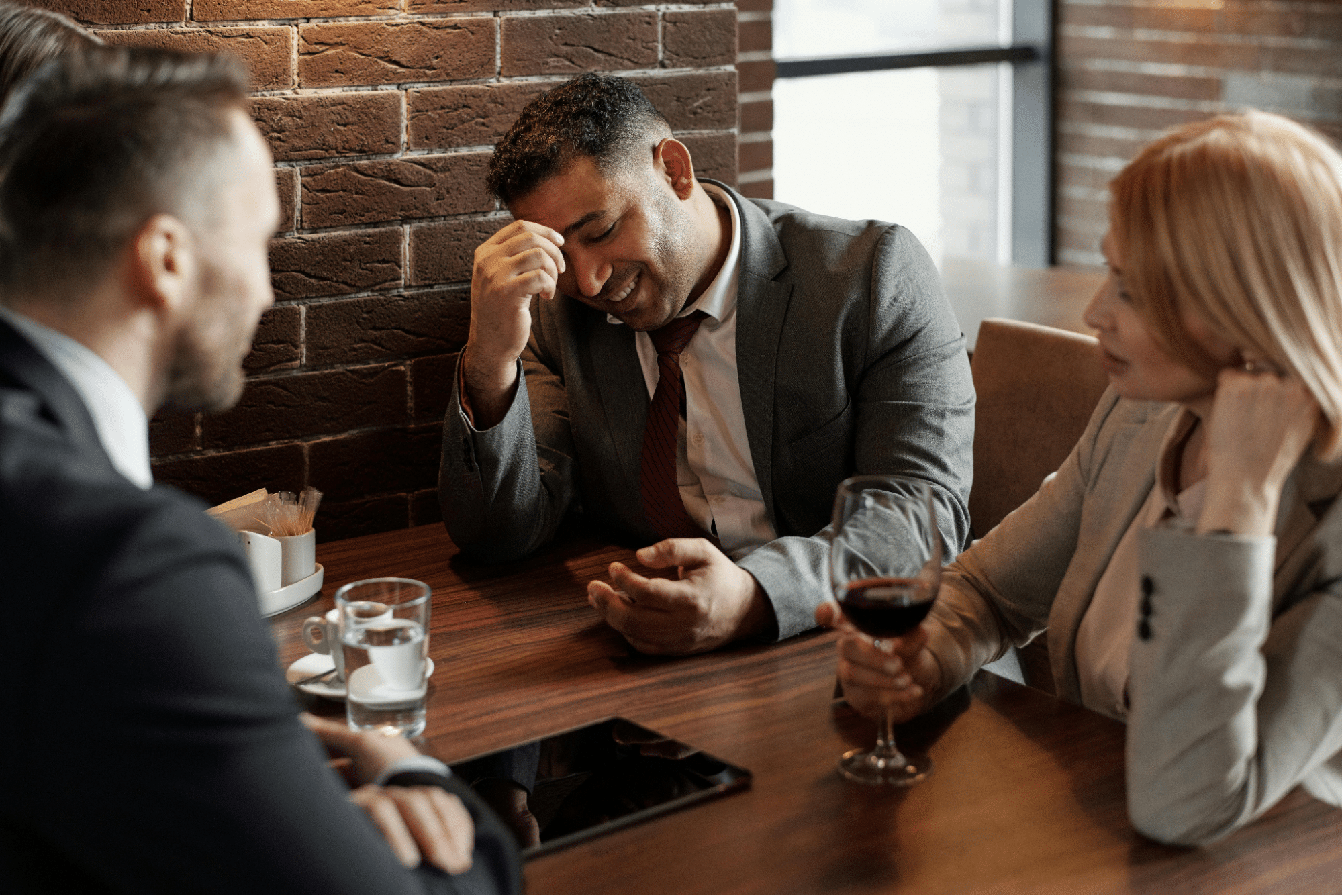 A group of people talking