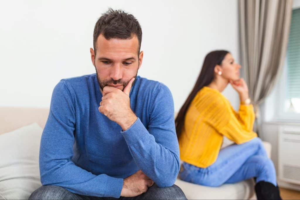 A man and a woman annoyed at each other