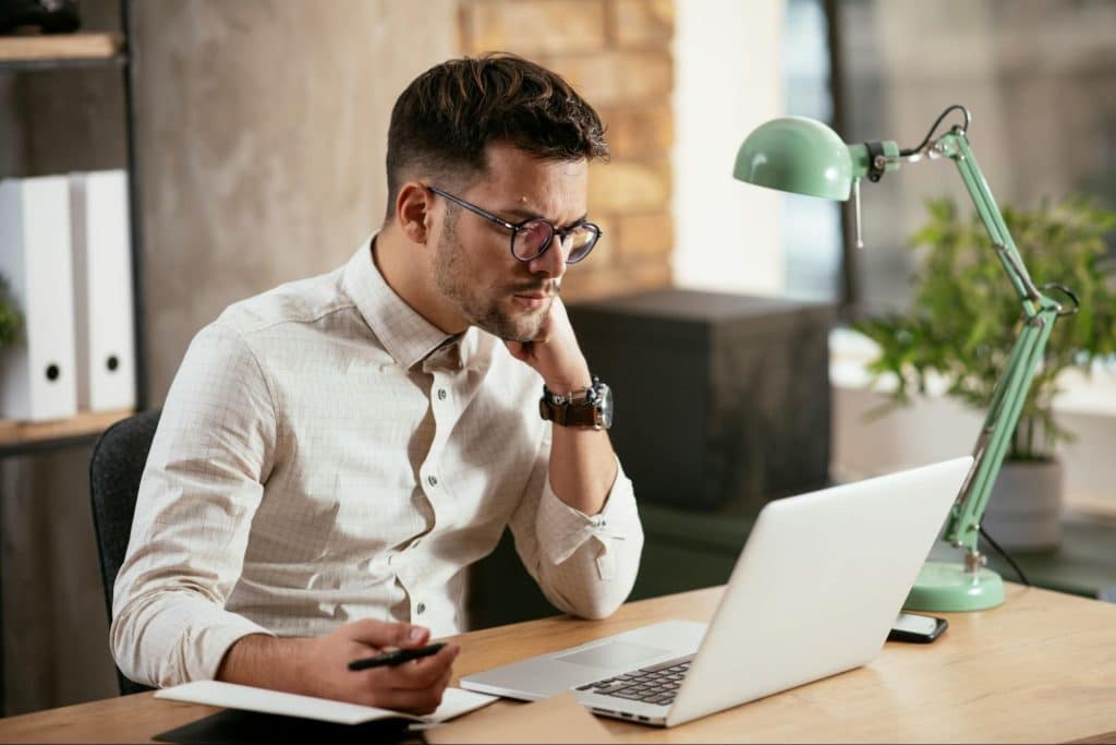 A man researching
