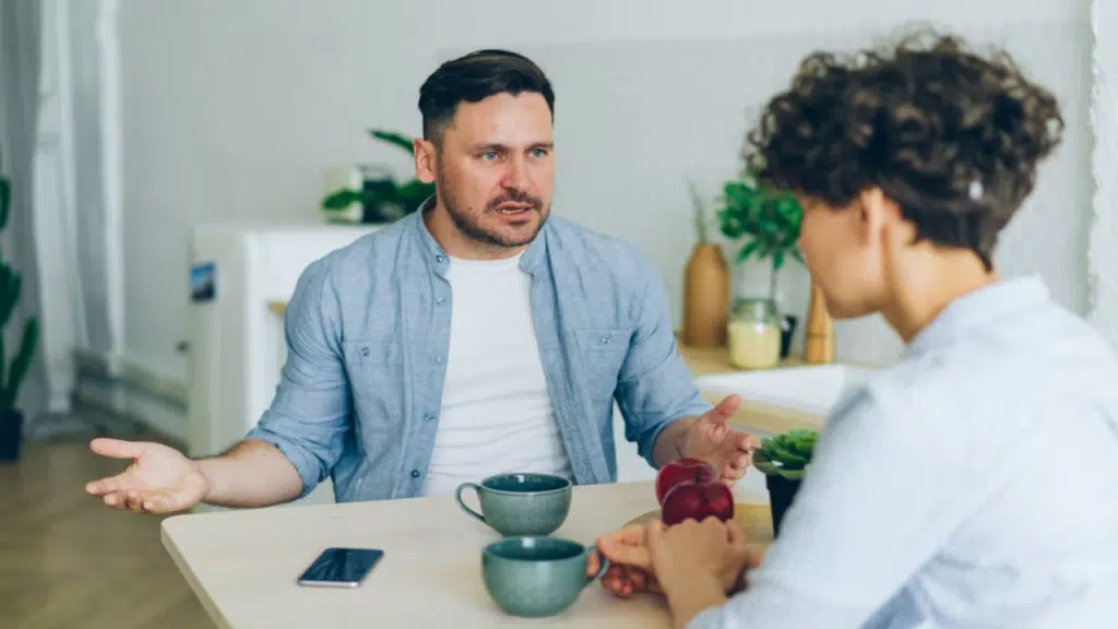 A man berating his wife