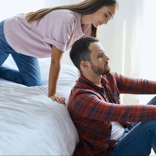 A man ignoring a woman