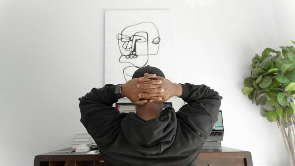 A man thinking alone
