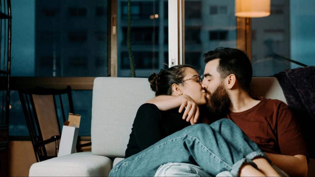 A man and woman kissing