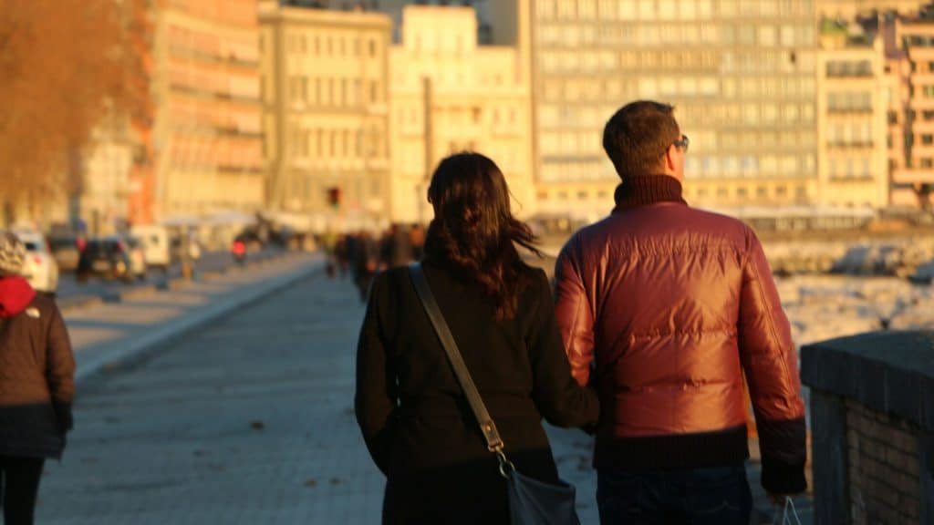 A couple exploring the city together.