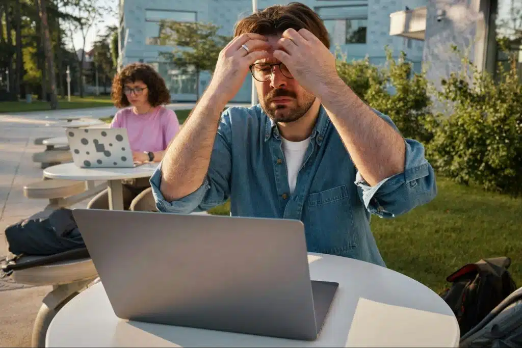 A man getting frustrated