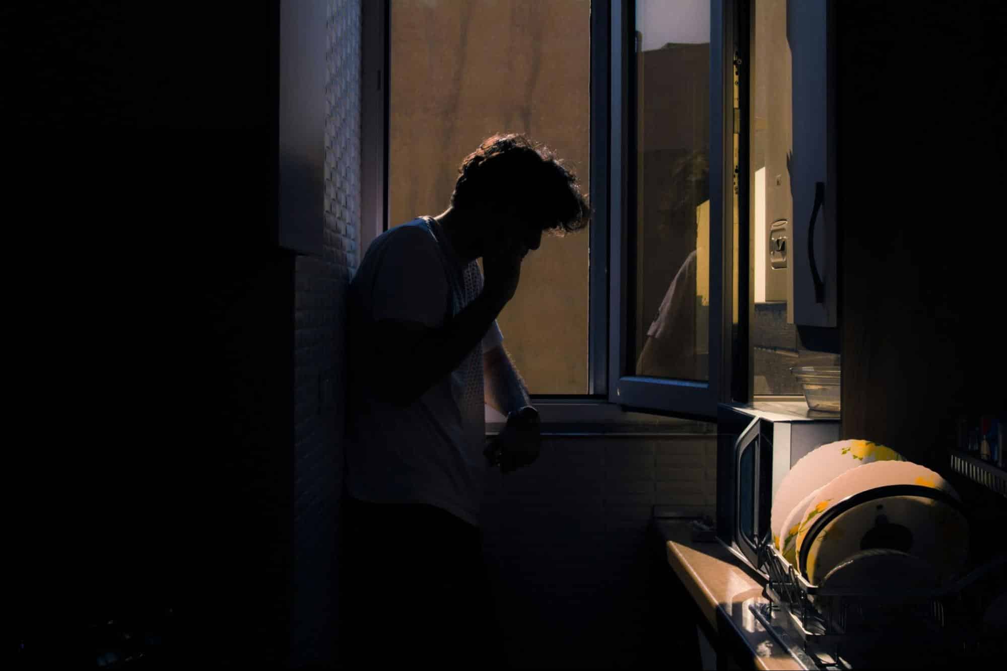 A man alone in a room