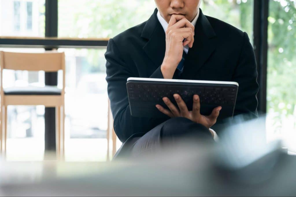 A man using a tablet