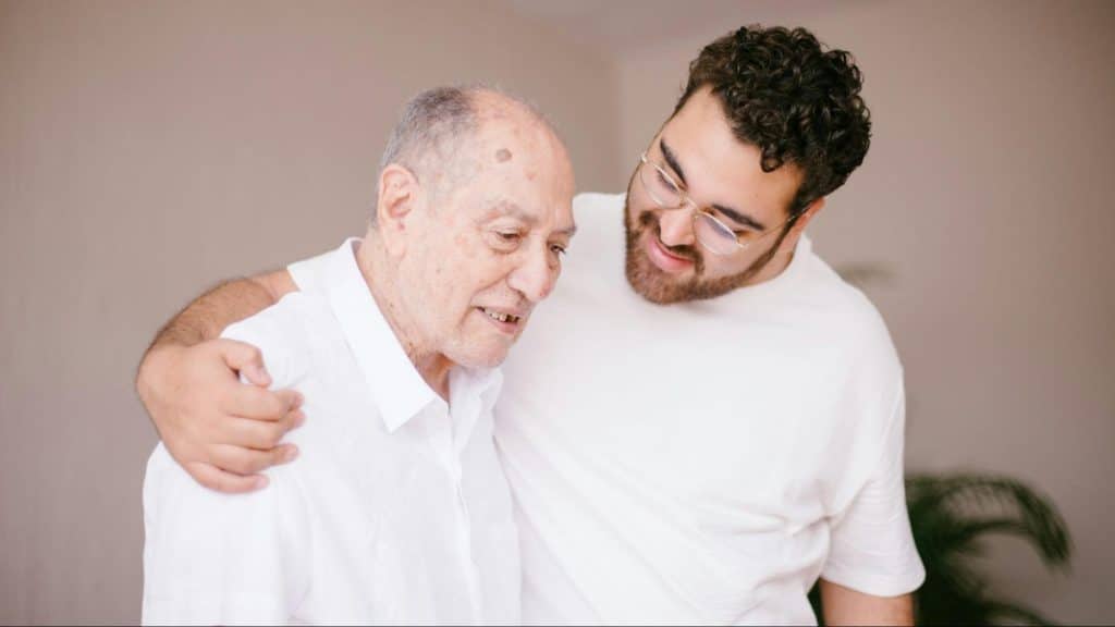 A man looking at his son