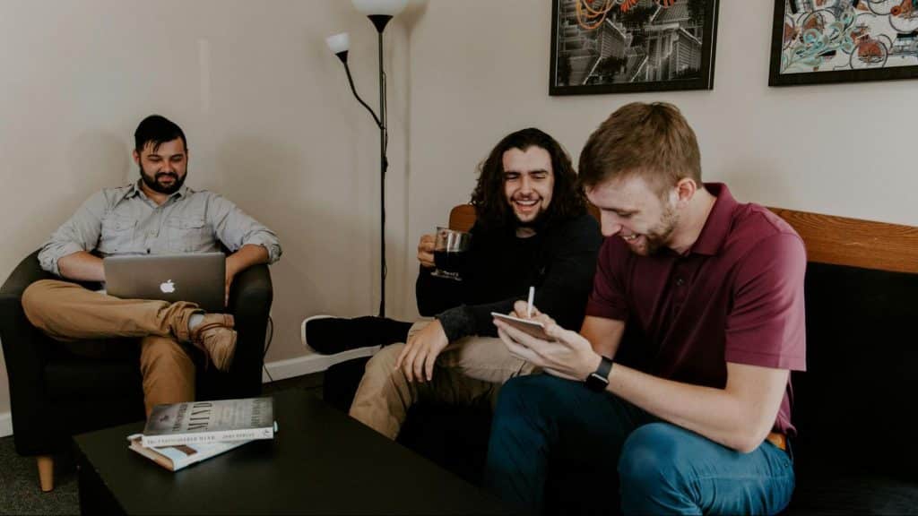 Men laughing