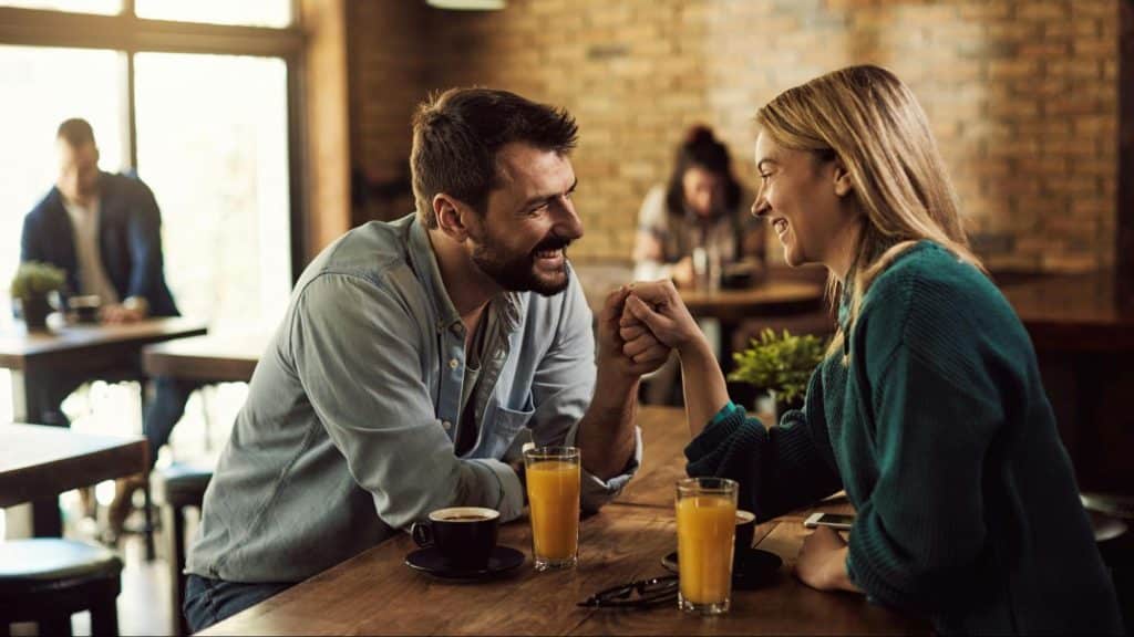 A man and woman having a lunch date