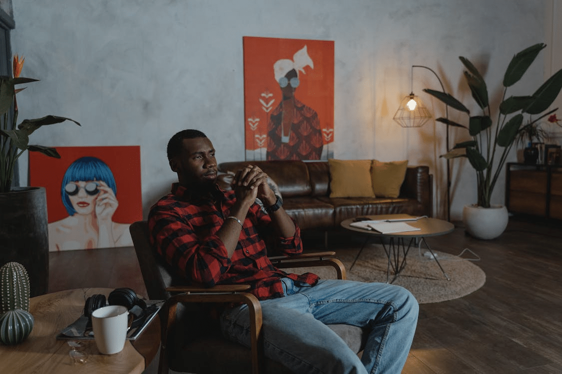 A man sitting alone