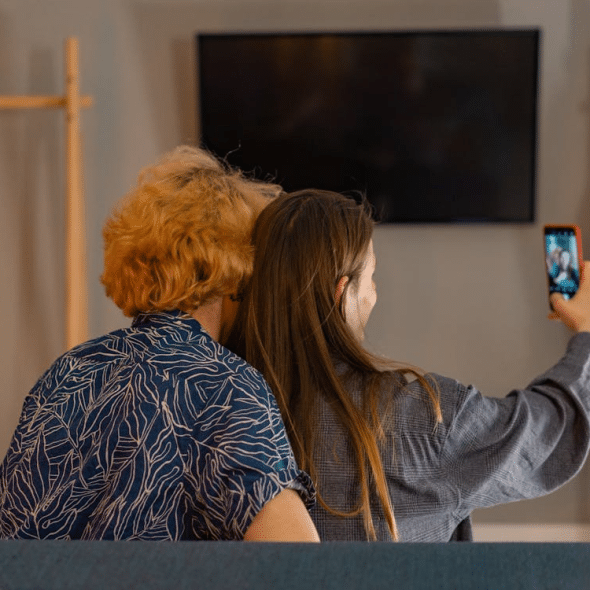 A couple taking a selfie together