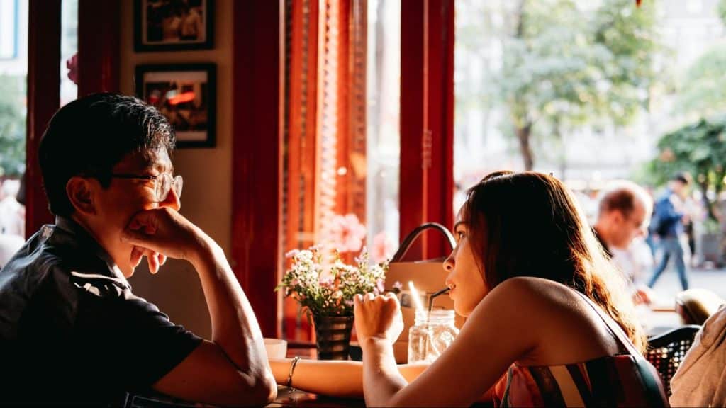 A man and woman having a deep talks
